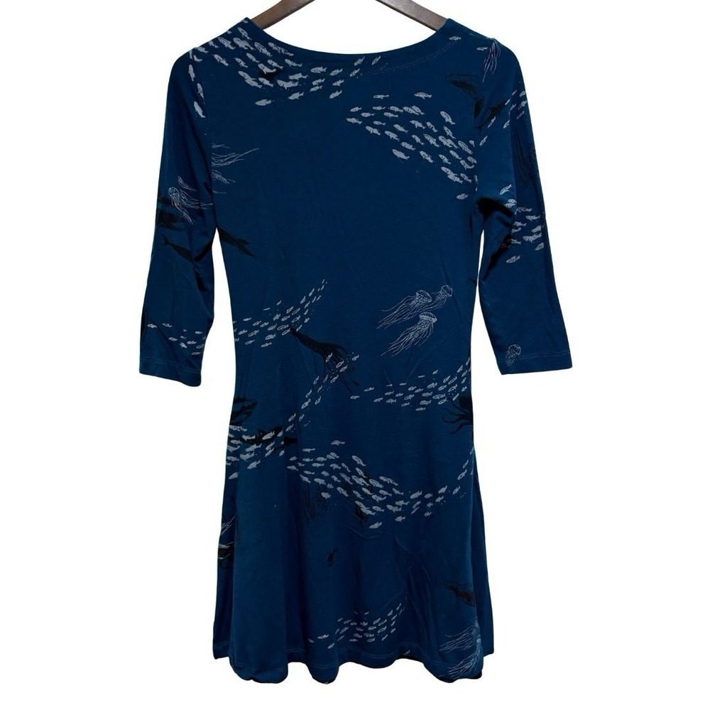 Poison Pear Dress Womens S Blue Ocean Fish Print Bamboo Rayon Cotton Knit - Picture 7 of 10